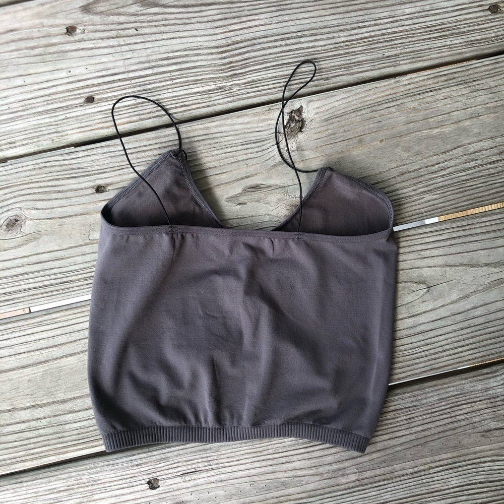 NWOT Free People Crop Tank Top Skinny Strap Seamless Brami in Charcoal Size XS/S - Picture 4 of 5